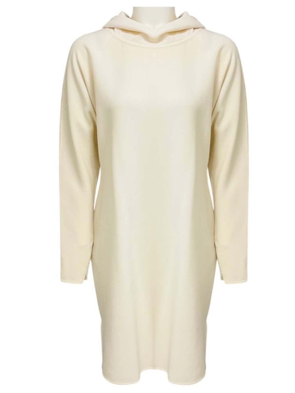 RALPH LAUREN COLLECTION IVORY HOODED WOOL CREPE MIDI DRESS